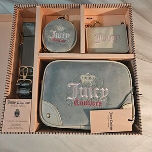 Juicy Couture Blue and Gold Camera Bag Set